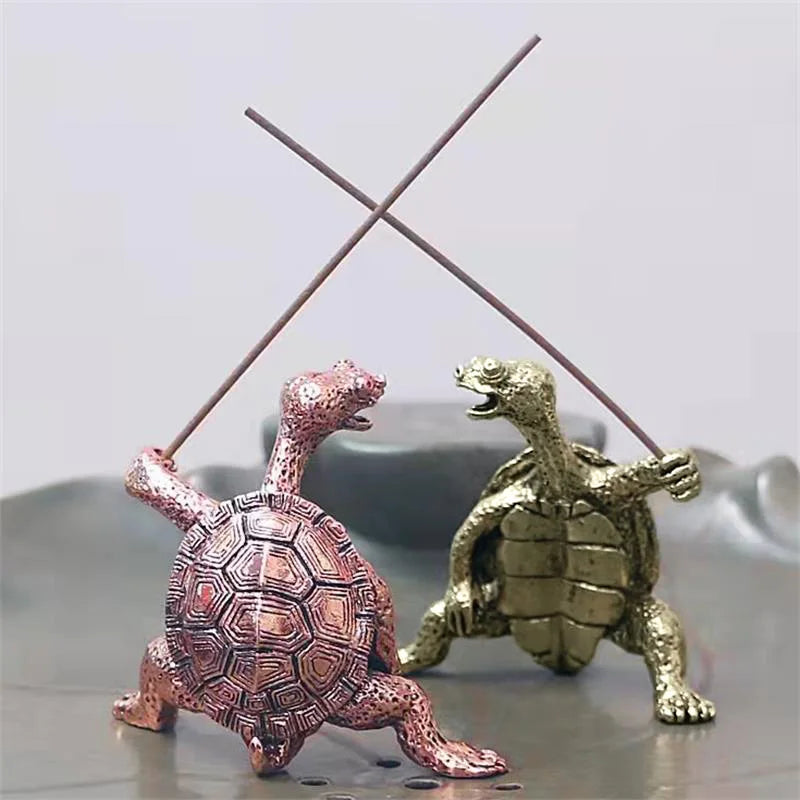 1PC Mini Metal Turtle Shape Incense Stick Meditation Buddha Sandalwood Stick Holder Funny Animal Incense Holders Home Decor